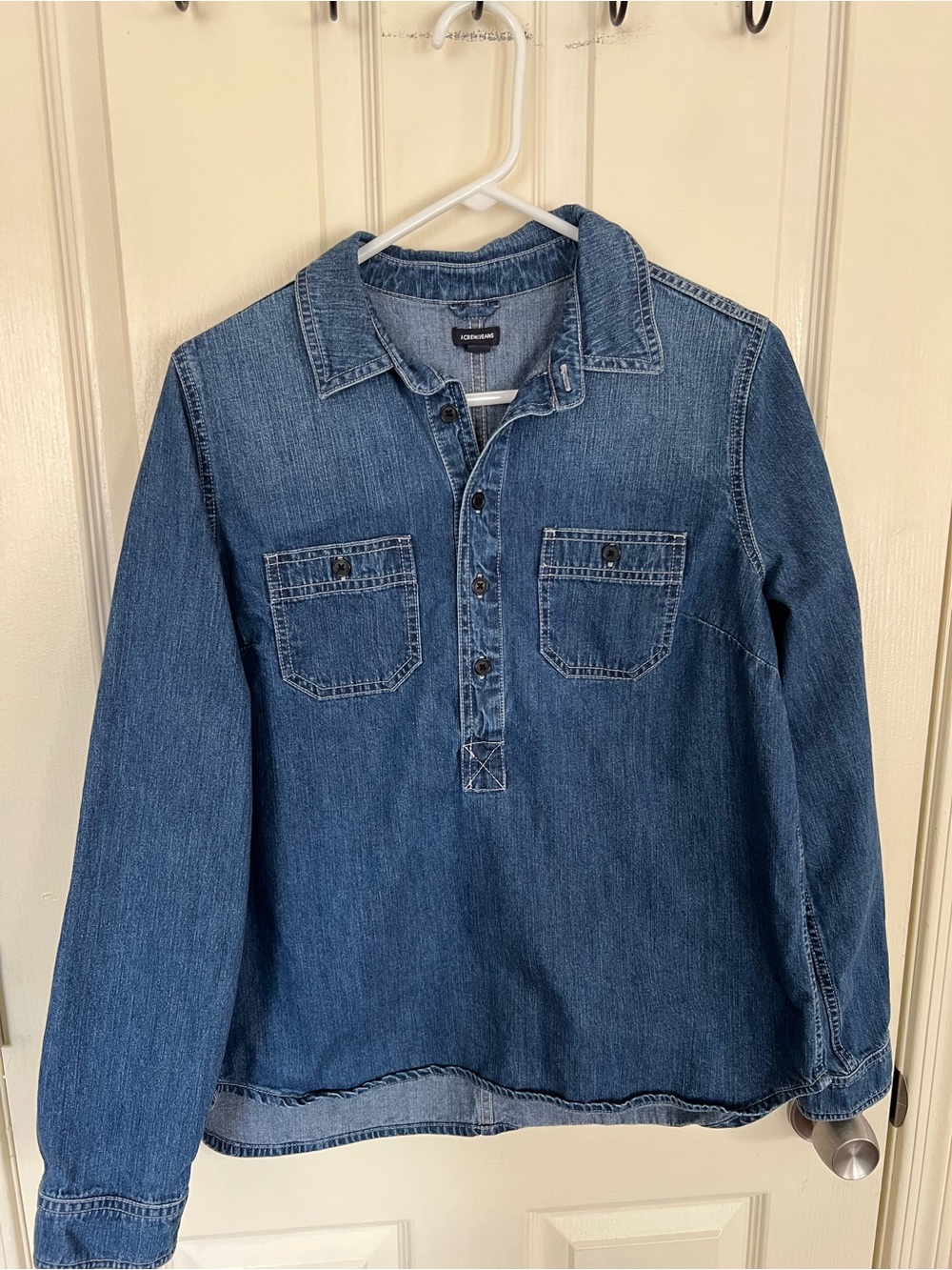 J.Crew Jeans Chambray Popover Shirt Medium 100% Cotton Denim Utility Top - Picture 8 of 14
